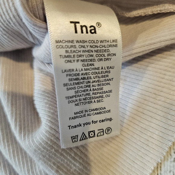 TNA By Aritzia Size Small Ribbed Cropped Racer Tank Top Very pale light Lavender - Picture 7 of 9